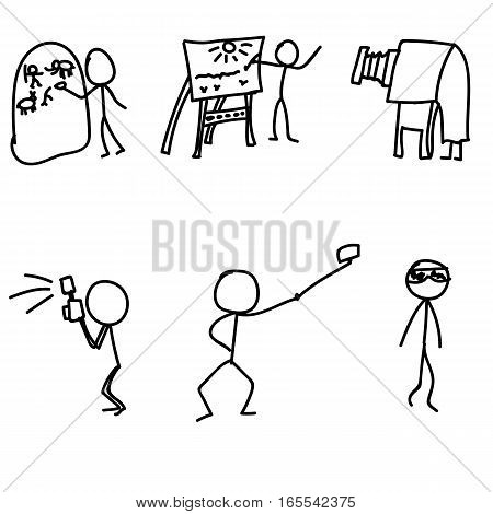 stick man evolution photo vector illustration art