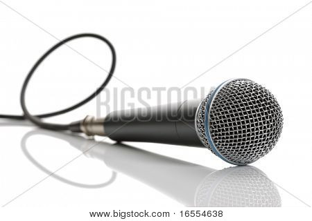 Microphone with cable isolated on white background