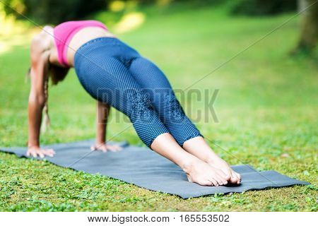 Yoga Reverse Plank Pose or Purvottanasana, toned image