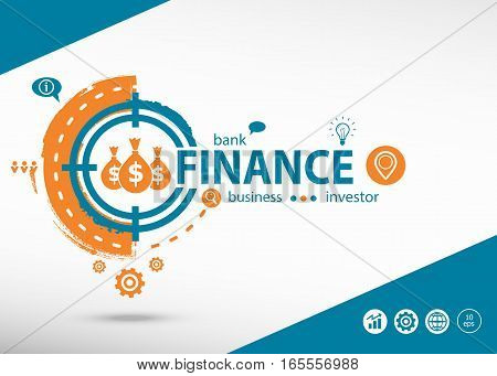 Finance Concept On Target Icon Background. Flat Illustration.