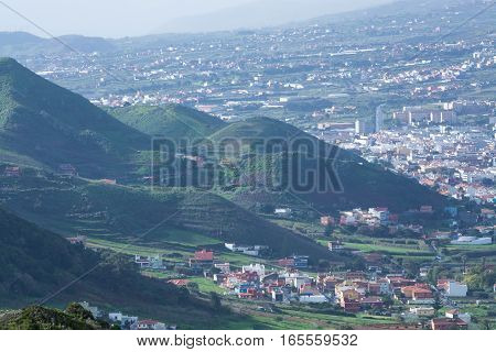 Road TF-12 in Anaga Rural Park - evergreen valley on norteast of Tenerife Canary Islands winter travel destination