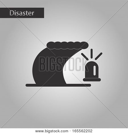 black and white style icon of tsunami alarming bell