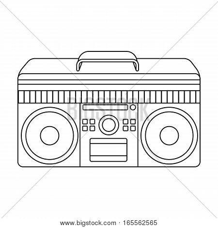 Boombox icon in outline design isolated on white background. Hipster style symbol stock vector illustration.