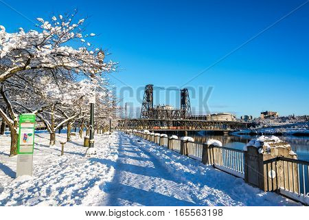 Portland Waterfront In Winter