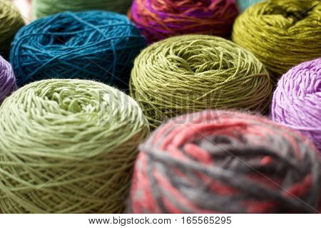Greenery tone Balls wool cotton silk yarn set top view, Cotton, Crochet, Material, Silk, Greenery, Color of the year 2017