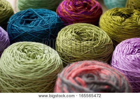 Greenery tone Balls wool cotton silk yarn set top view, Cotton, Crochet, Material, Silk, Greenery, Color of the year 2017