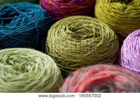 Greenery tone Balls wool cotton silk yarn set top view, Cotton, Crochet, Material, Silk, Greenery, Color of the year 2017