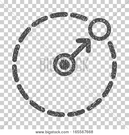 Round Area Border grainy textured icon for overlay watermark stamps. Flat symbol with unclean texture. Dotted vector gray ink rubber seal stamp with grunge design on a white background.