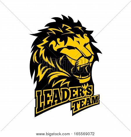 Leader's team - emblem for success workteam. Lion logo. Winner award. Vector illustration