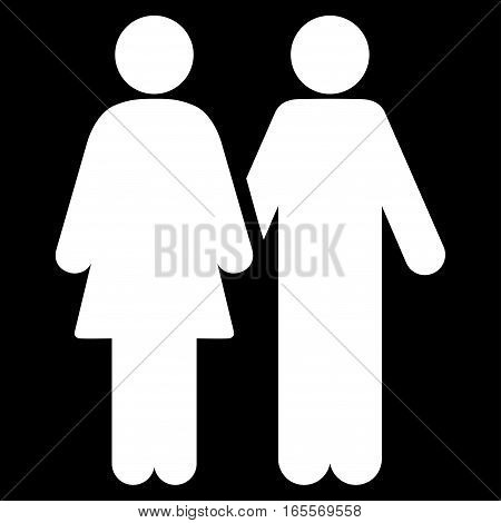Adult Pair vector icon. Flat white symbol. Pictogram is isolated on a black background. Designed for web and software interfaces.