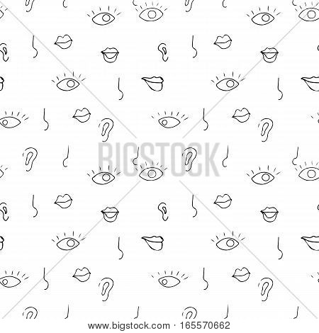 Artistic seamless hand drawn pattern. Retro memphis style, fashion 80-90s.