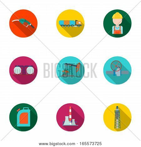 Oil industry set icons in flat design. Big collection of oil industry vector symbol stock illustration