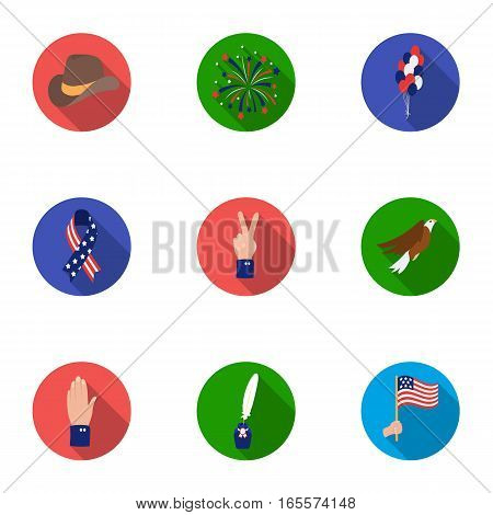 Patriot Day set icons in flat style. Big collection of Patriot Day vector symbol stock