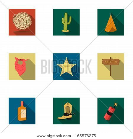 Wild west set icons in flat style. Big collection of wild west vector symbol stock