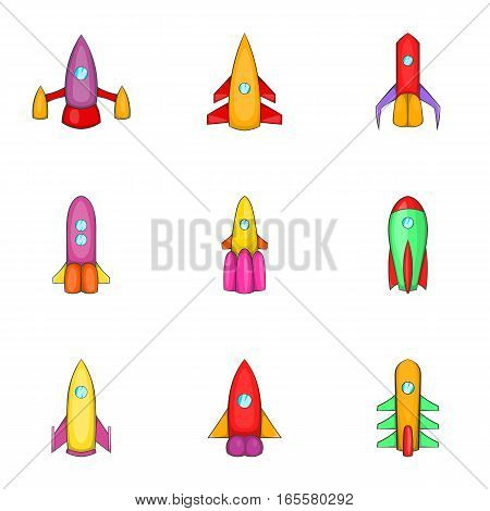 Rocket ship icons set. Cartoon illustration of 9 rocket shipt vector icons for web