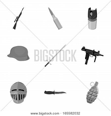 Weapon set icons in monochrome style. Big collection of weapon vector symbol stock