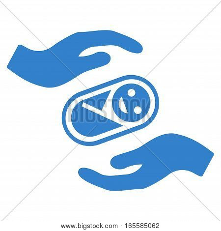 Newborn Care Hands vector icon. Flat cobalt symbol. Pictogram is isolated on a white background. Designed for web and software interfaces.