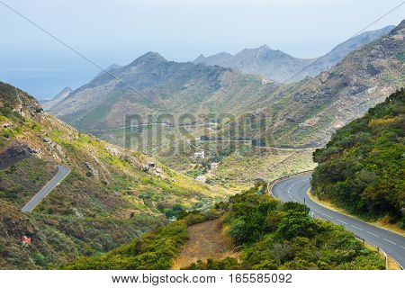 Winding And Narrow Road In Anaga Mountains, Tenerife, Spain, Europe