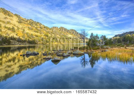 The beautiful Lac d'Aubert located in Pyrenees Mountains in Neouvielle Massif.