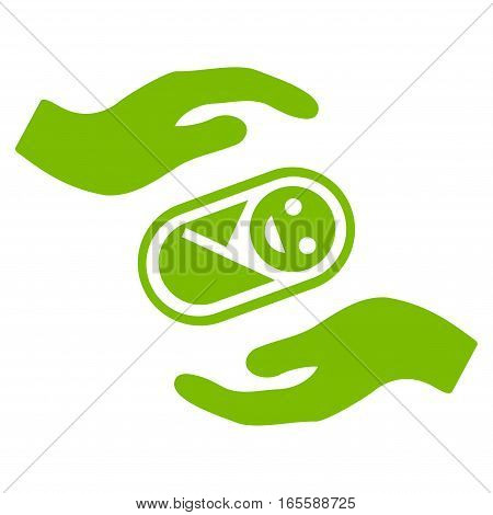 Newborn Care Hands vector icon. Flat eco green symbol. Pictogram is isolated on a white background. Designed for web and software interfaces.