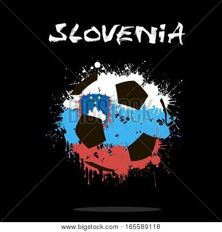 Abstract soccer ball painted in the colors of the Slovenia flag. Vector illustration