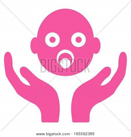 Baby Care Hands vector icon. Flat pink symbol. Pictogram is isolated on a white background. Designed for web and software interfaces.