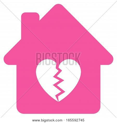 Divorce House Heart vector icon. Flat pink symbol. Pictogram is isolated on a white background. Designed for web and software interfaces.