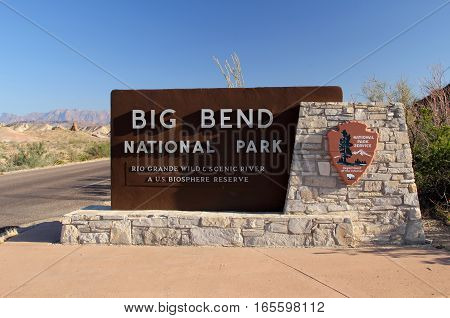Entrance to Big Bend National Park in the State of Texas