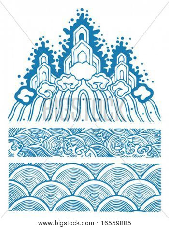 Vector de colección agua tradicional chino.
