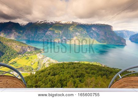 View Of The Fjords At Stegastein Viewpoint In Norway