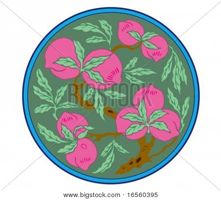 Vetor de chinês tradicional padrão - pêssegos de longevidade, que significa bênção e longevidade.
