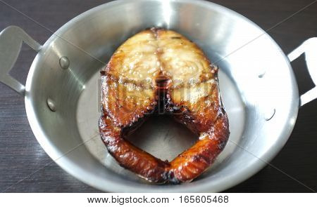 Seerfish fry  , Fried Mackerel Fish in pan