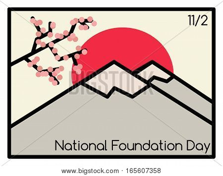 Vector illustration of Japan National Foundation Day. 11 February.