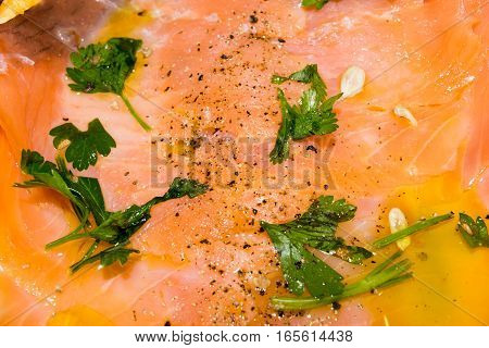 smoked salmon seasoned with lemon and spices