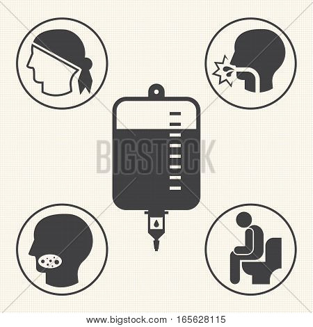 Side effects of chemotherapy. Vector icons for infographic