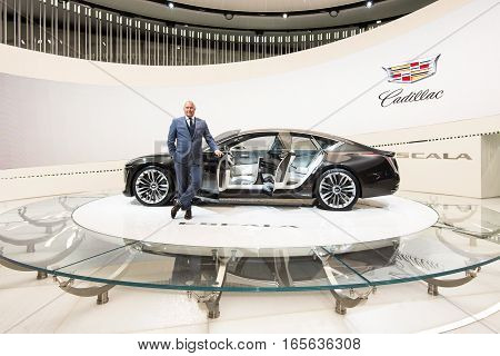 DETROIT MI/USA - JANUARY 9 2017: A Cadillac Escala Concept car at the North American International Auto Show (NAIAS).