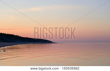 Ladoga lake at sunsset the Karelian Isthmus.