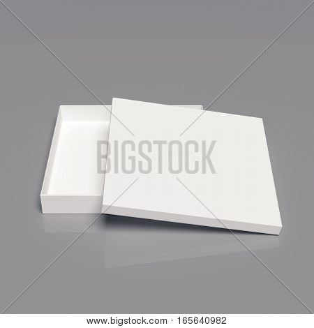 Blank cardboard box template on a grey background, packaging collection, 3D rendering