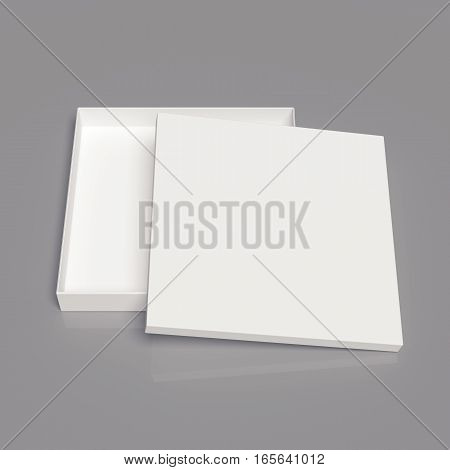 Blank cardboard box template on a grey background, packaging collection, 3D rendering