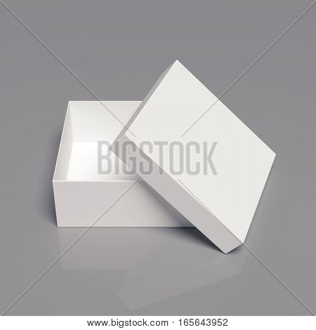 Blank cardboard box template on a grey background, packaging collection, 3D rendering
