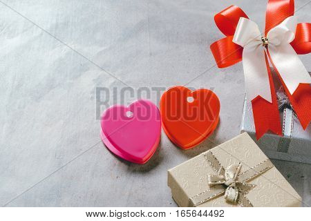 Valentine's Day Background,red Heart With Red White Rose ,ribbon