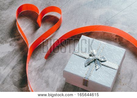 Valentine's Day Background,red Heart With Red White Rose ,ribbon