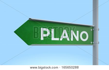 3d rendering Green signpost road information plano