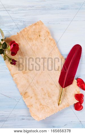 Frame Of Ancient Paper And Hearts.