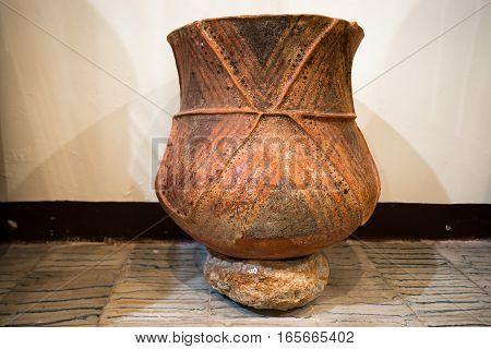 pre-columbian ancient clay urn in Tierradentro Colombia