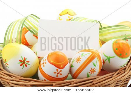Uova di Pasqua pittura con notecard per vacanza