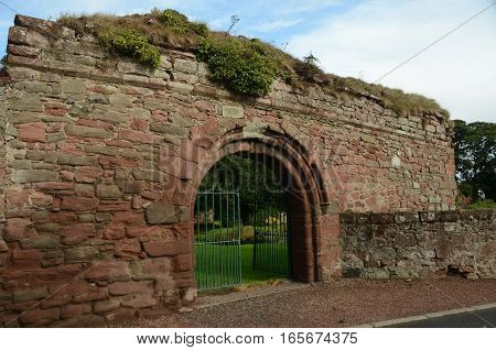A view of the ruins of Newburgh abbey