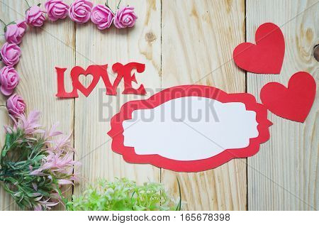 Postcard on valentine's Day with a frame and hearts
