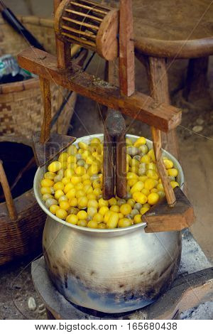 Boiled Silkworm Traditional Folkways In Thailand.
