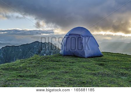 Tent At Top Of Mountain, Quilotoa, Ecuador